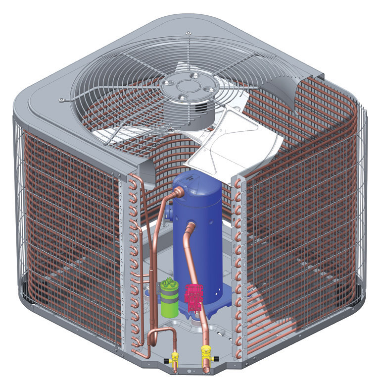 PERFORMANCE 17 AIR CONDITIONER cutaway view showing coil and compressor