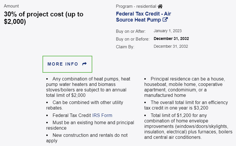 Residential Federal Tax Credit - Air Source Heat Pump